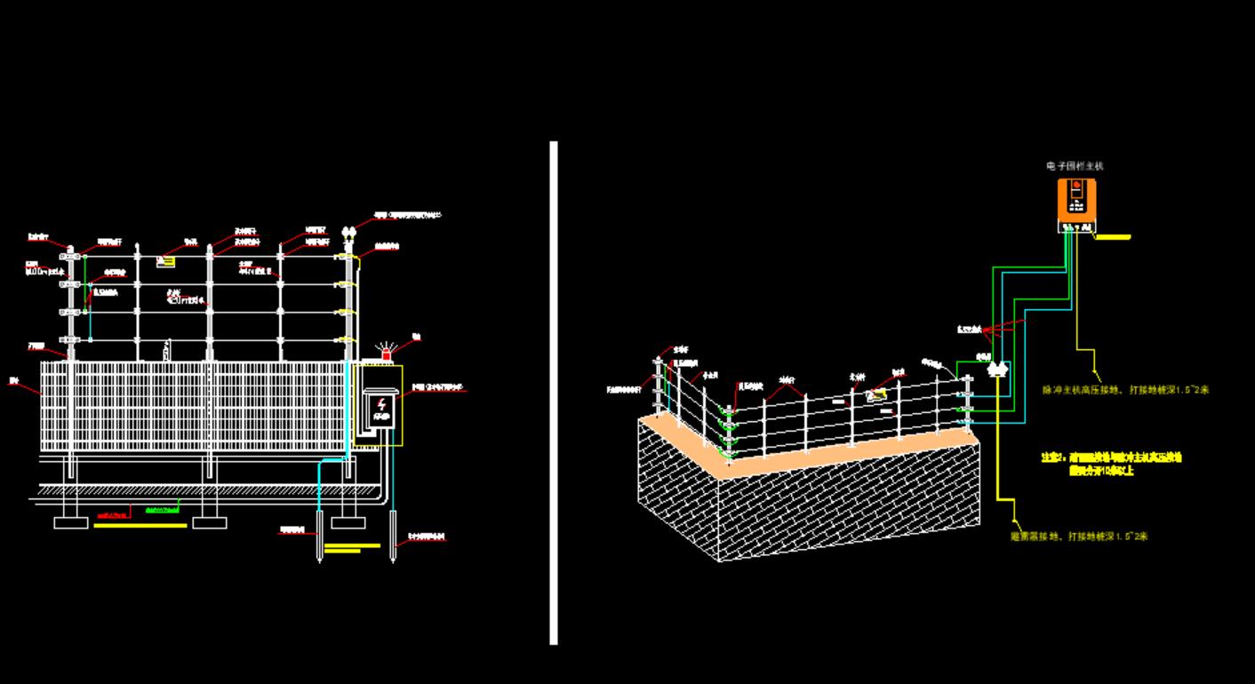 分享一个电子围栏系统图 CAD原版