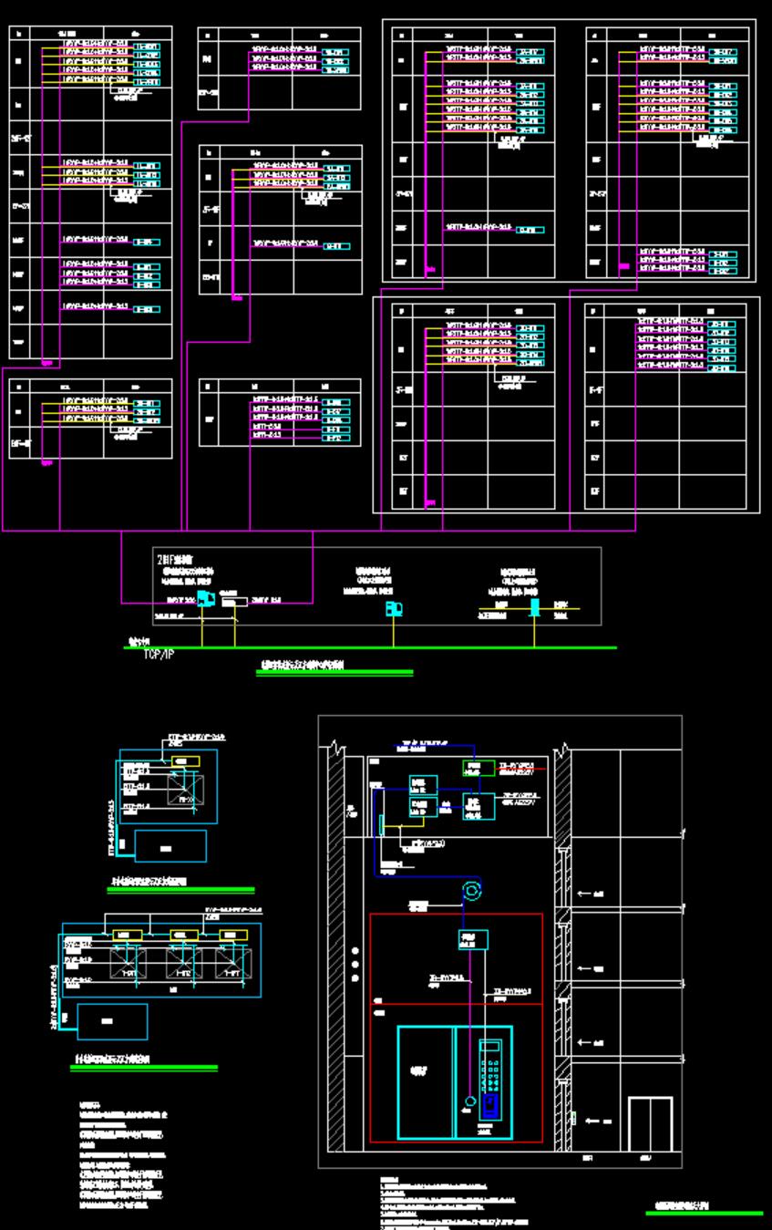 电梯运行状态显示及五方对讲中心设备系统图