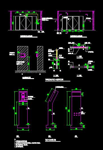可视对讲室内机及单元门口机壁挂安装大样图
