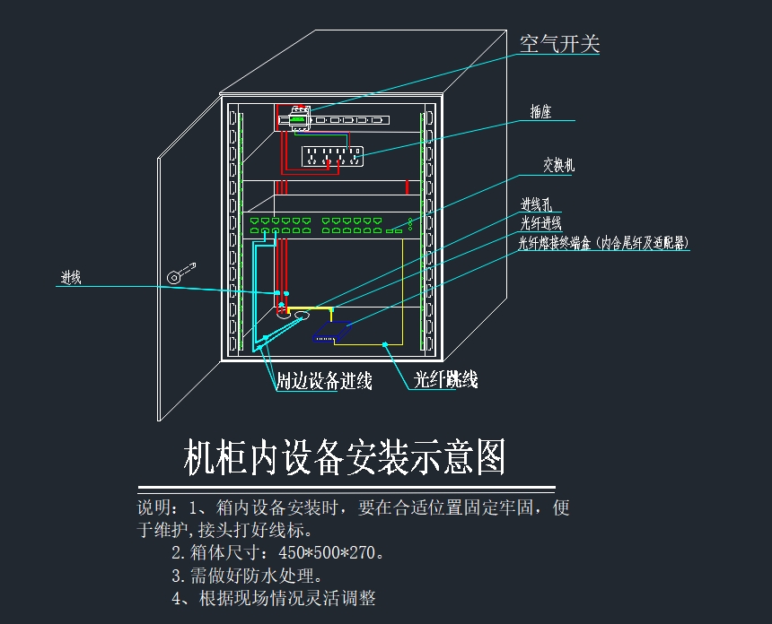 弱电机柜安装大样图